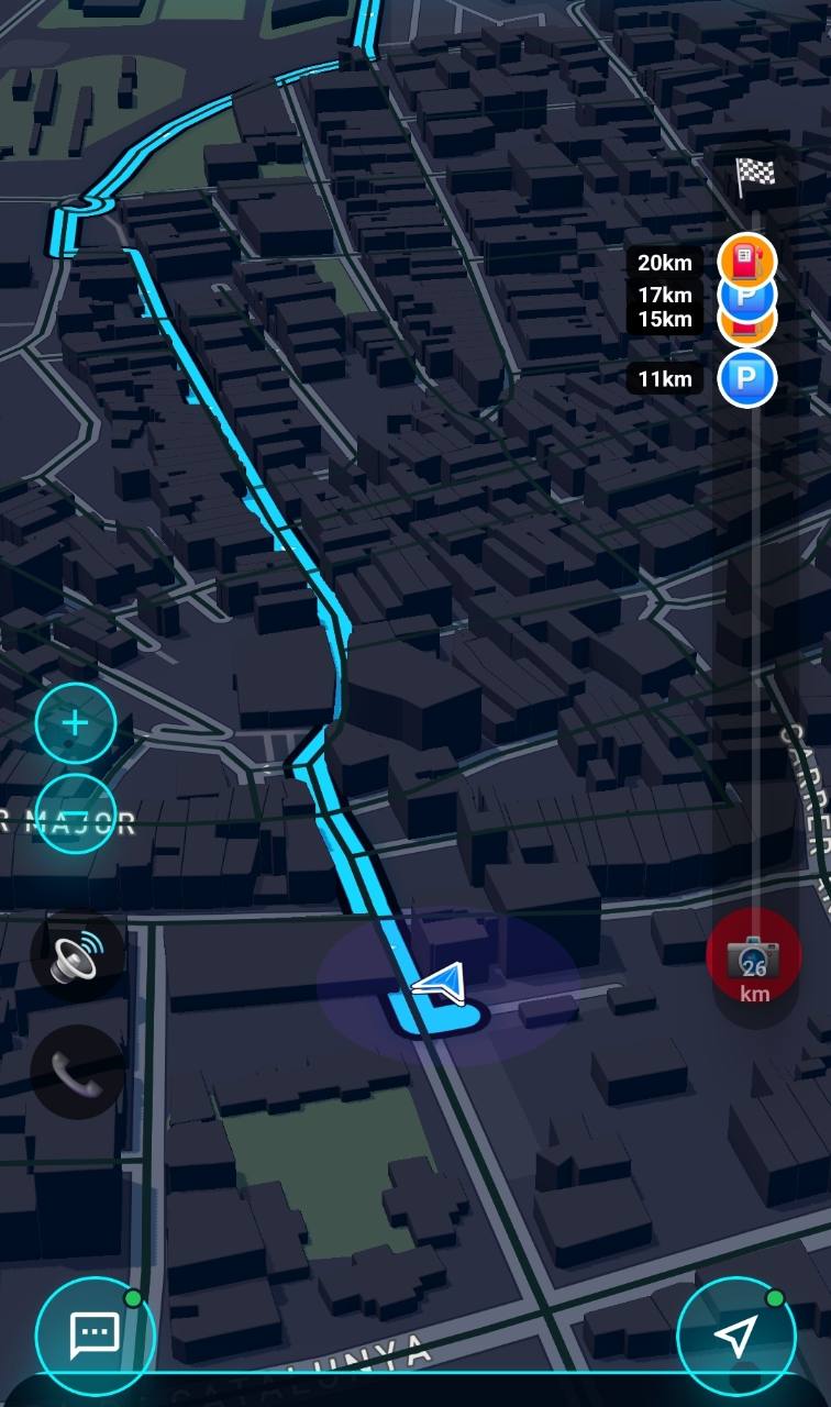TruckExpoAI 3D navigation route with truck parking markers